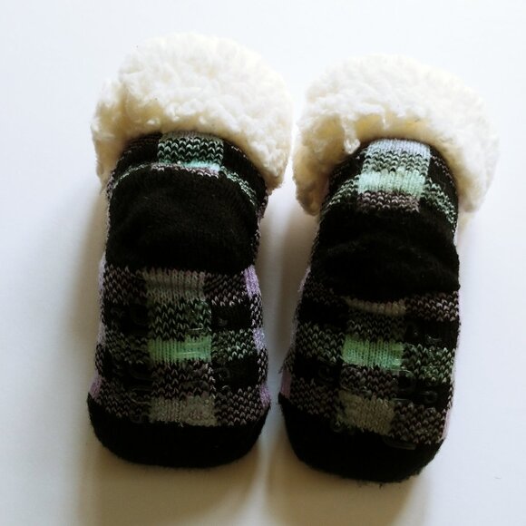 Pudus Plaid Lumberjack Sherpa Lined Slipper Socks - Picture 4 of 6